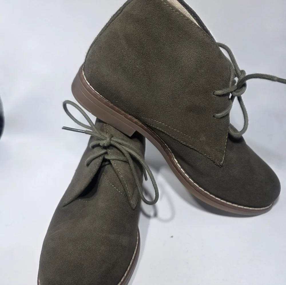 Hush Puppies Women’s Leather Lace-Up Oxford Shoes Dark Olive Suede Size 6.5